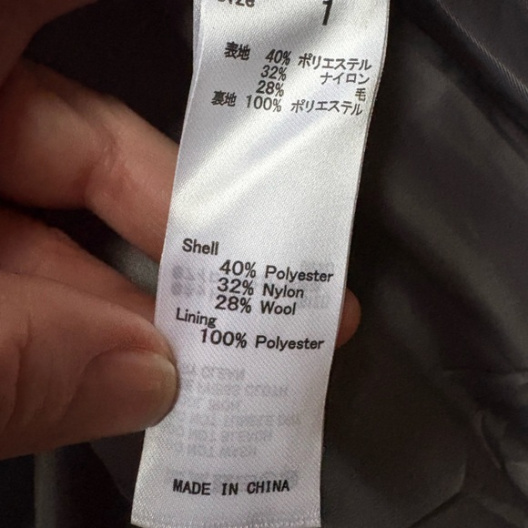 Moussy Stand Collar Long Plaid Wool Blend Coat | Grey & Burnt Orange | Small - Picture 6 of 7